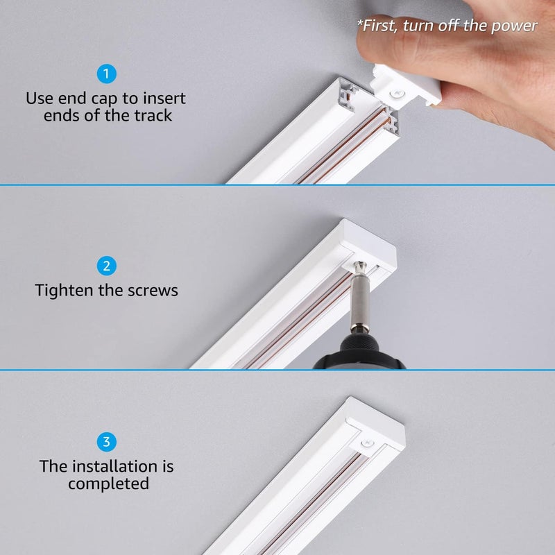 LEONLITE 10-Pack H Track End Cap, H Type Single Circuit 3-Wire Track Lighting End Stop, UL Listed, Flame Retardant Material, for H Track System, White - Image 2